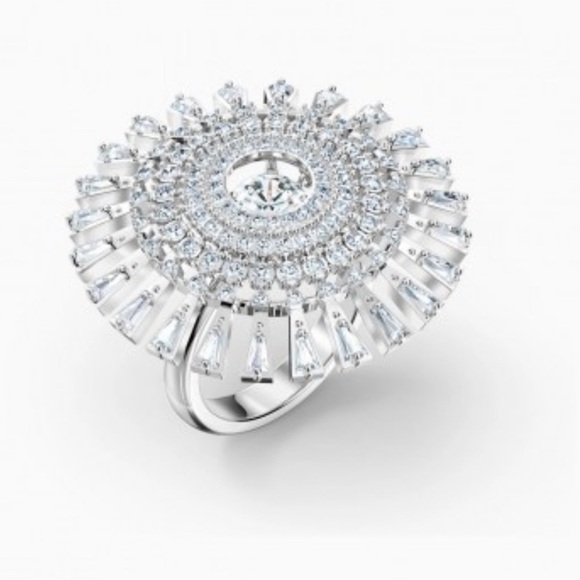 Swarovski Sparkling Dance Dial Up ladies ring rhodium plated 52 brand new ! - Picture 1 of 12